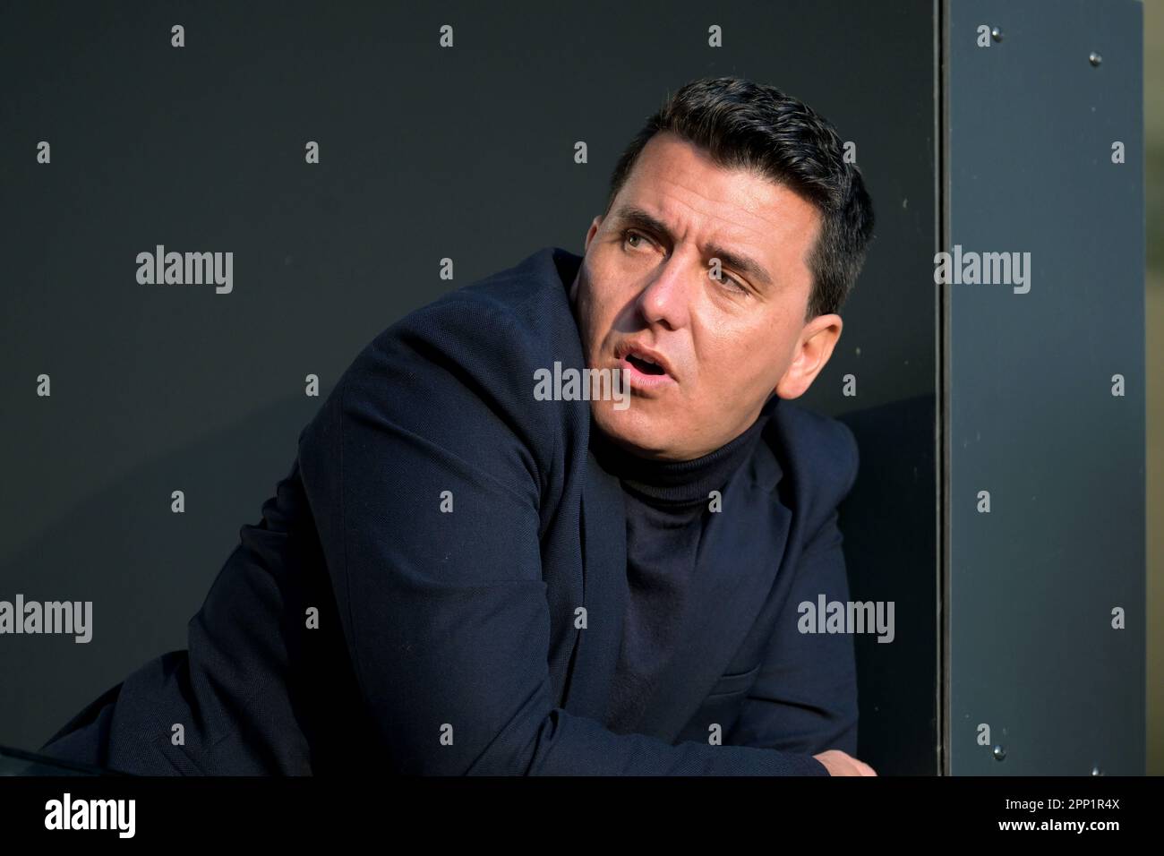 VOLENDAM - Singer Jan Smit prior to the Dutch premier league match between FC Volendam and SC Cambuur at the Kras stadium on April 21, 2023 in Volendam, Netherlands. ANP GERRIT VAN KOLOLEN Stock Photo