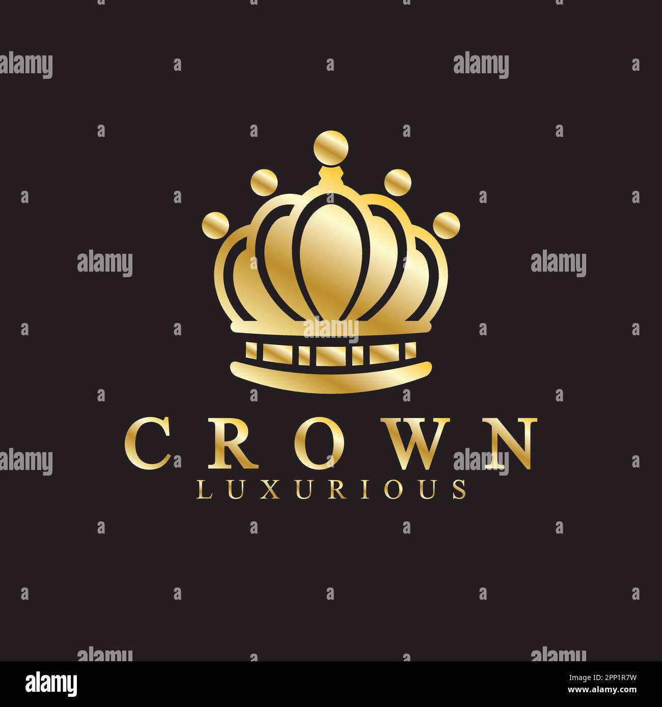 Gold crown icons. Queen king golden crowns luxury Logo Design Vector on ...