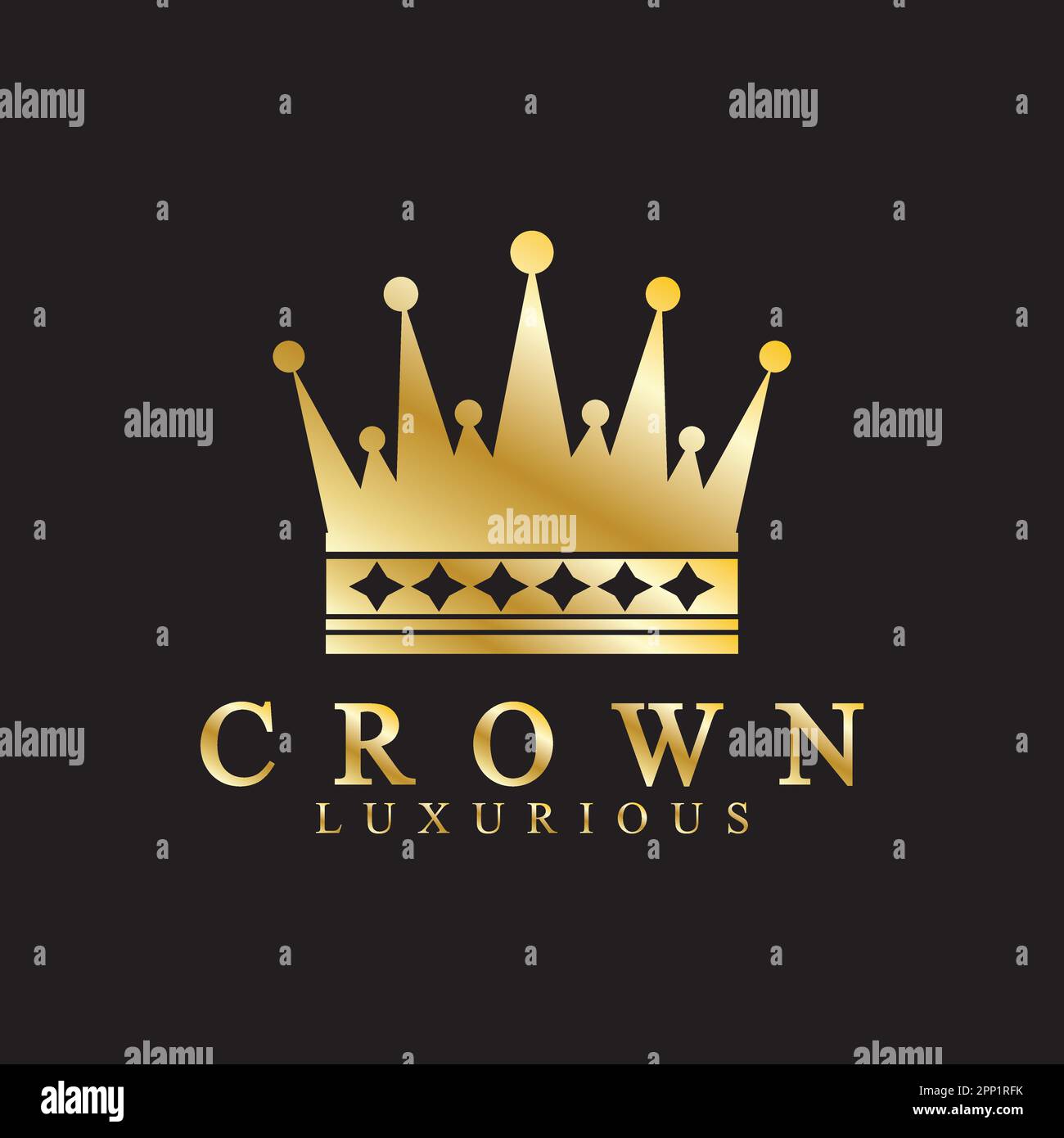 Gold crown icons. Queen king golden crowns luxury Logo Design Vector on ...