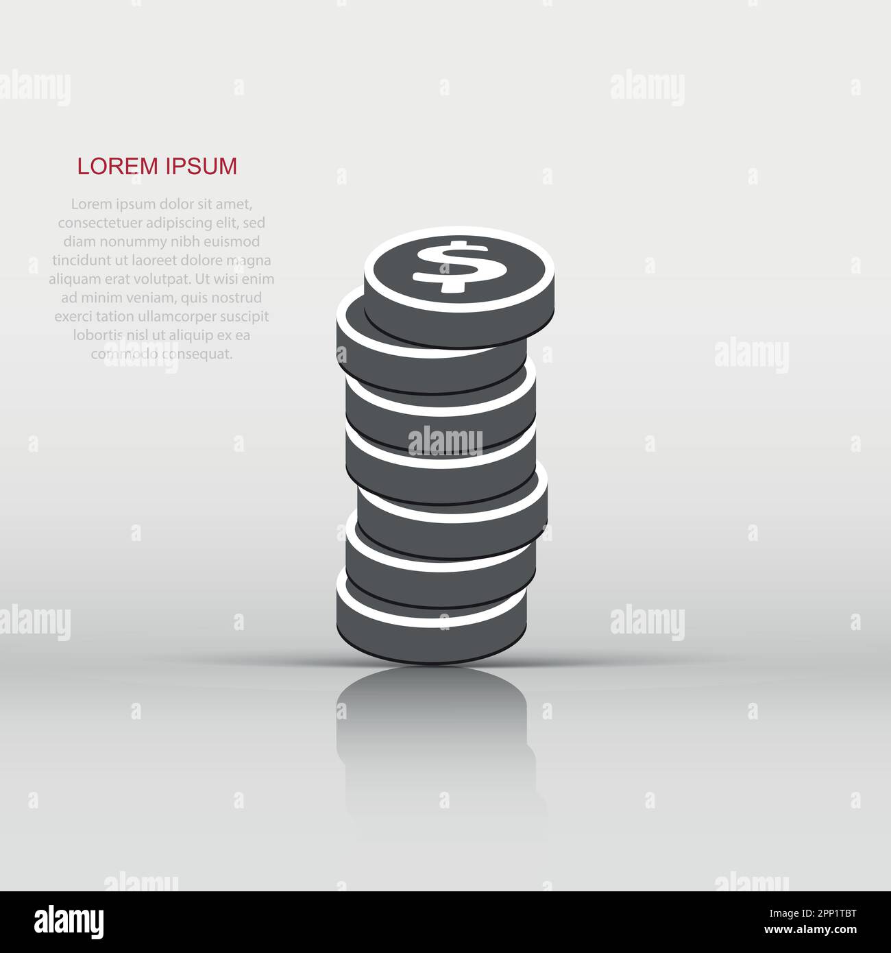 Vector coins stack icon in flat style. Money coin sign illustration ...
