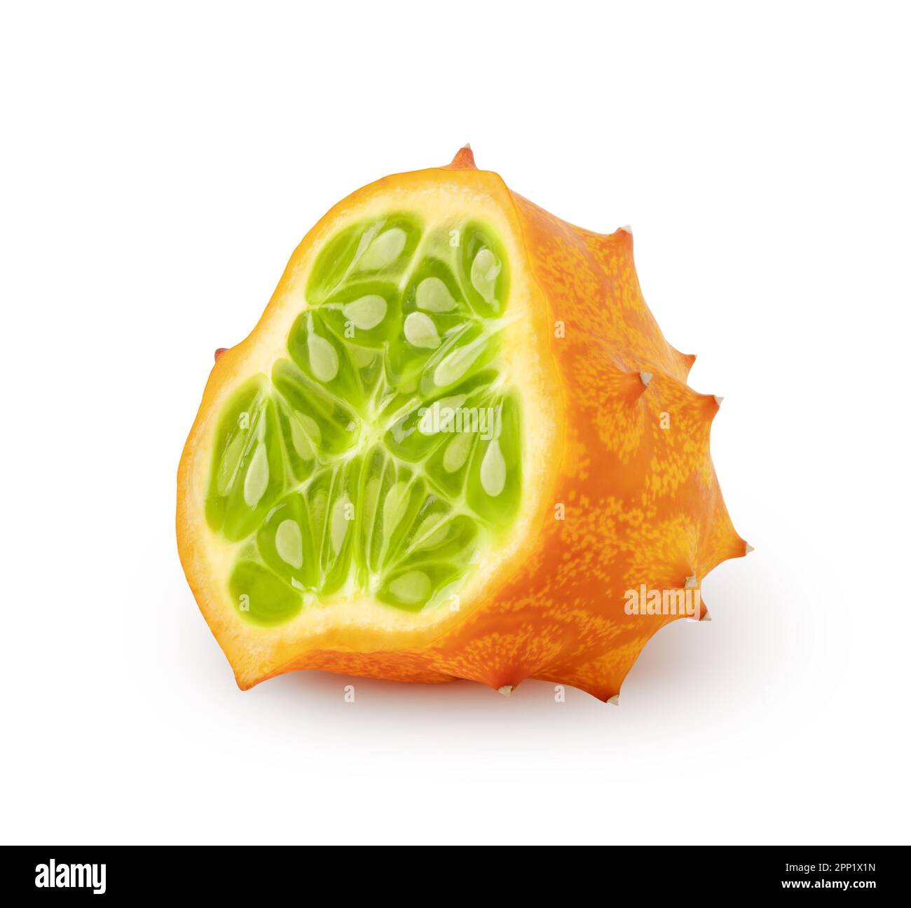 Isolated kiwano. Half of kiwano melon fruit isolated on white