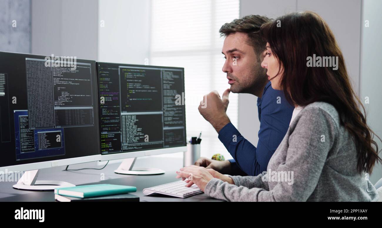 Agile Pair Programming And Extreme Coding. Business Software Stock Photo
