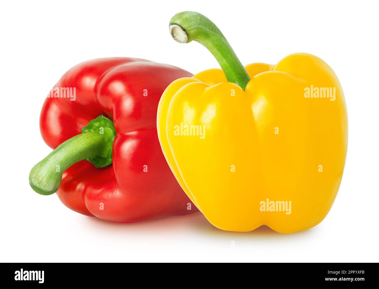 Isolated bell peppers. Red and yellow bell pepper isolated on white ...