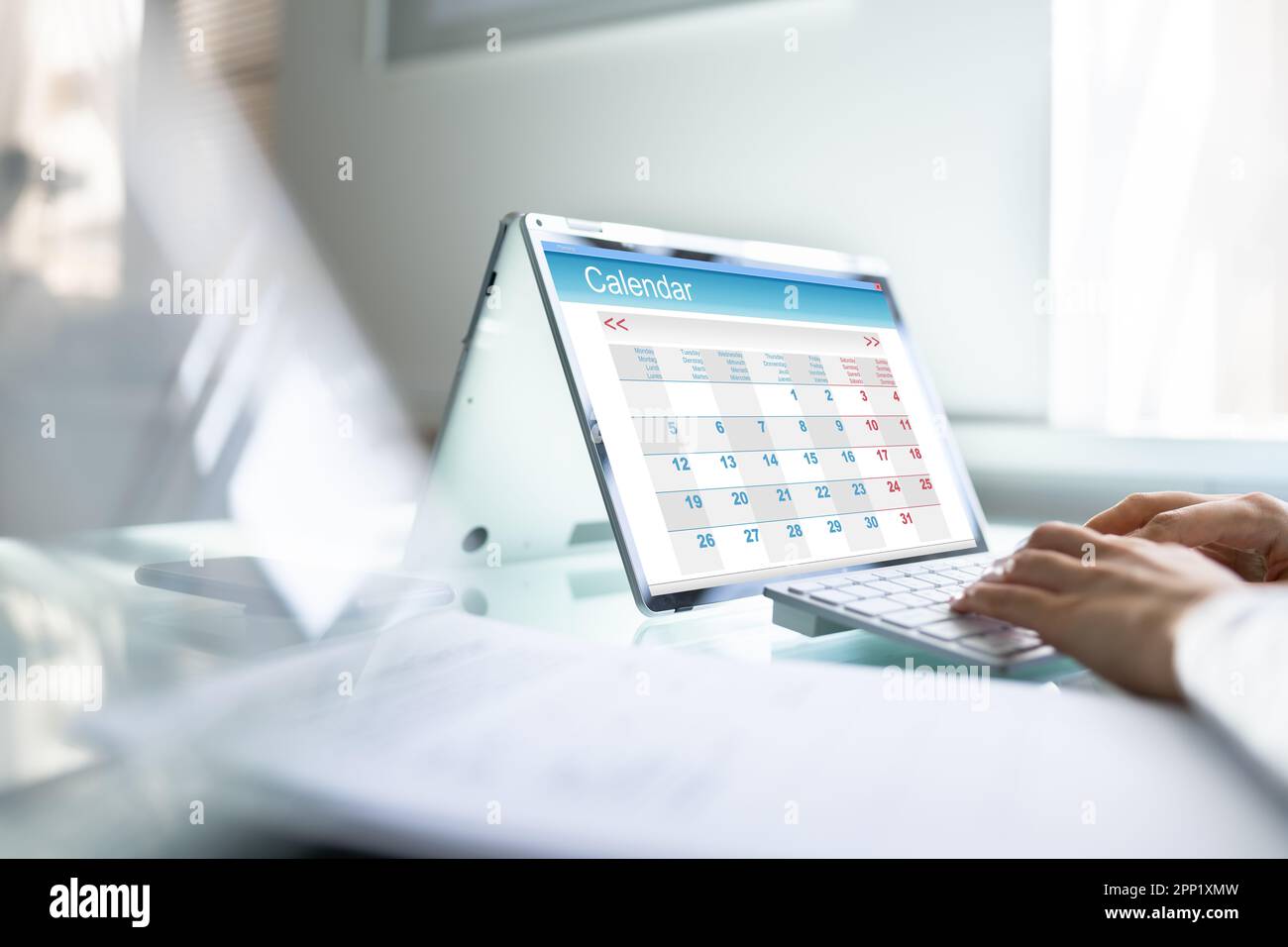 Digital Electronic Calendar Event Appointment On Screen Stock Photo Alamy