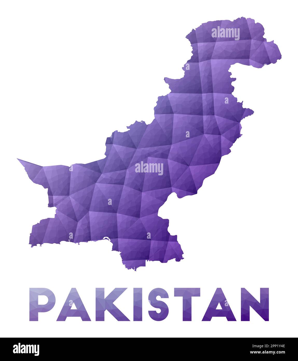 Map of Pakistan. Low poly illustration of the country. Purple geometric ...