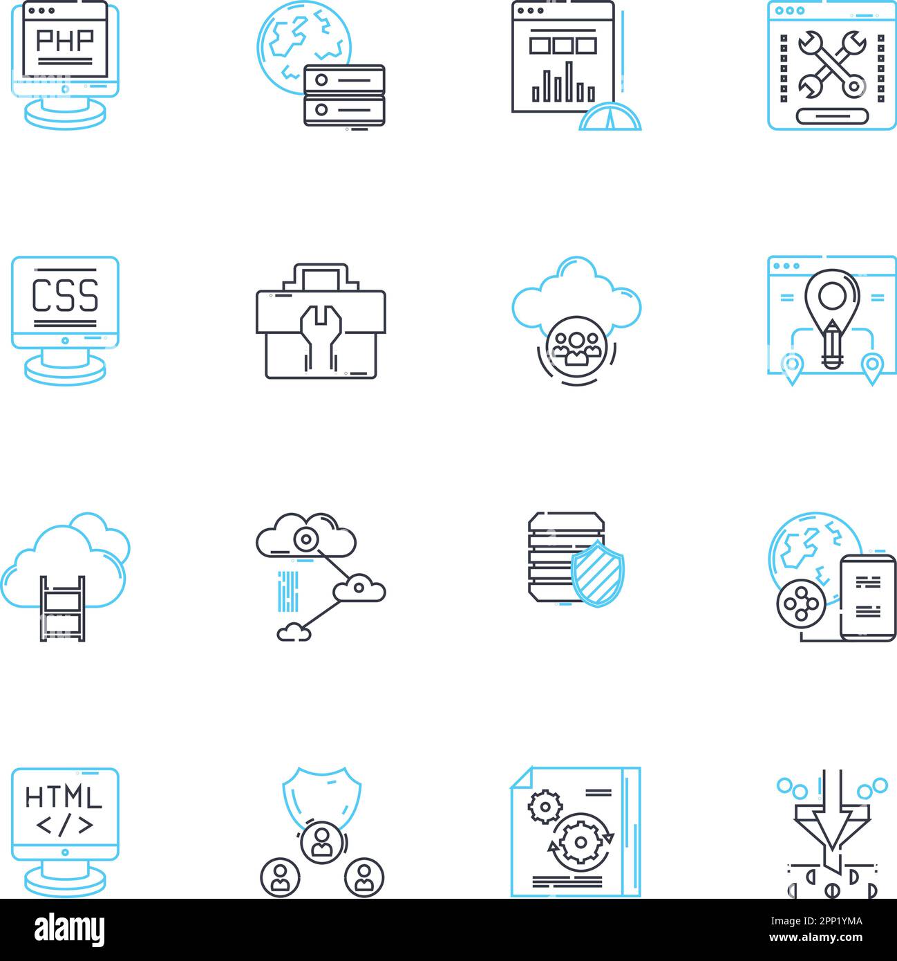 Telecommuting job linear icons set. Remote, Work-from-home, Virtual, Digital, Distance, Online, Telework line vector and concept signs. Flexible,Agile Stock Vector