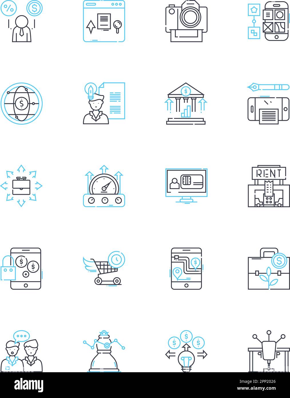 Budgeting comprehension and teaching linear icons set. Savings, Frugal ...
