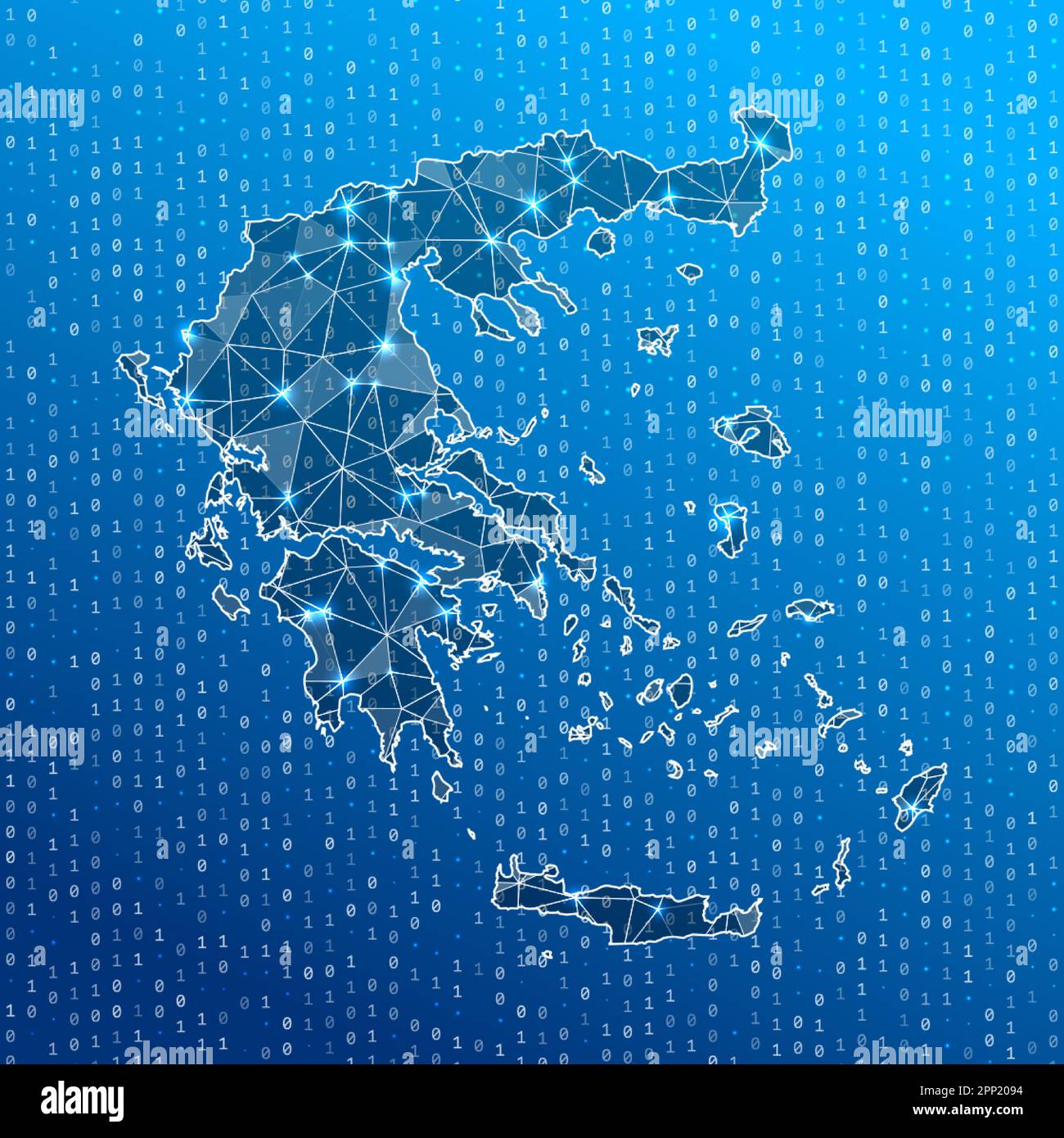 Network map of Greece. Country digital connections map. Technology