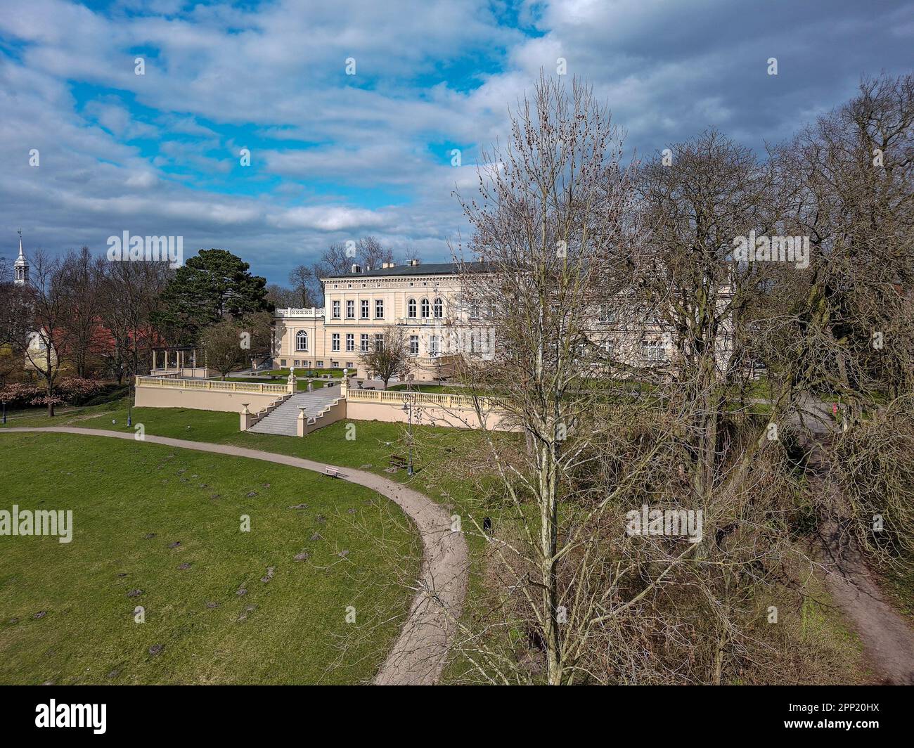 Palace and park complex in the city of Ostromecko, Poland. Stock Photo