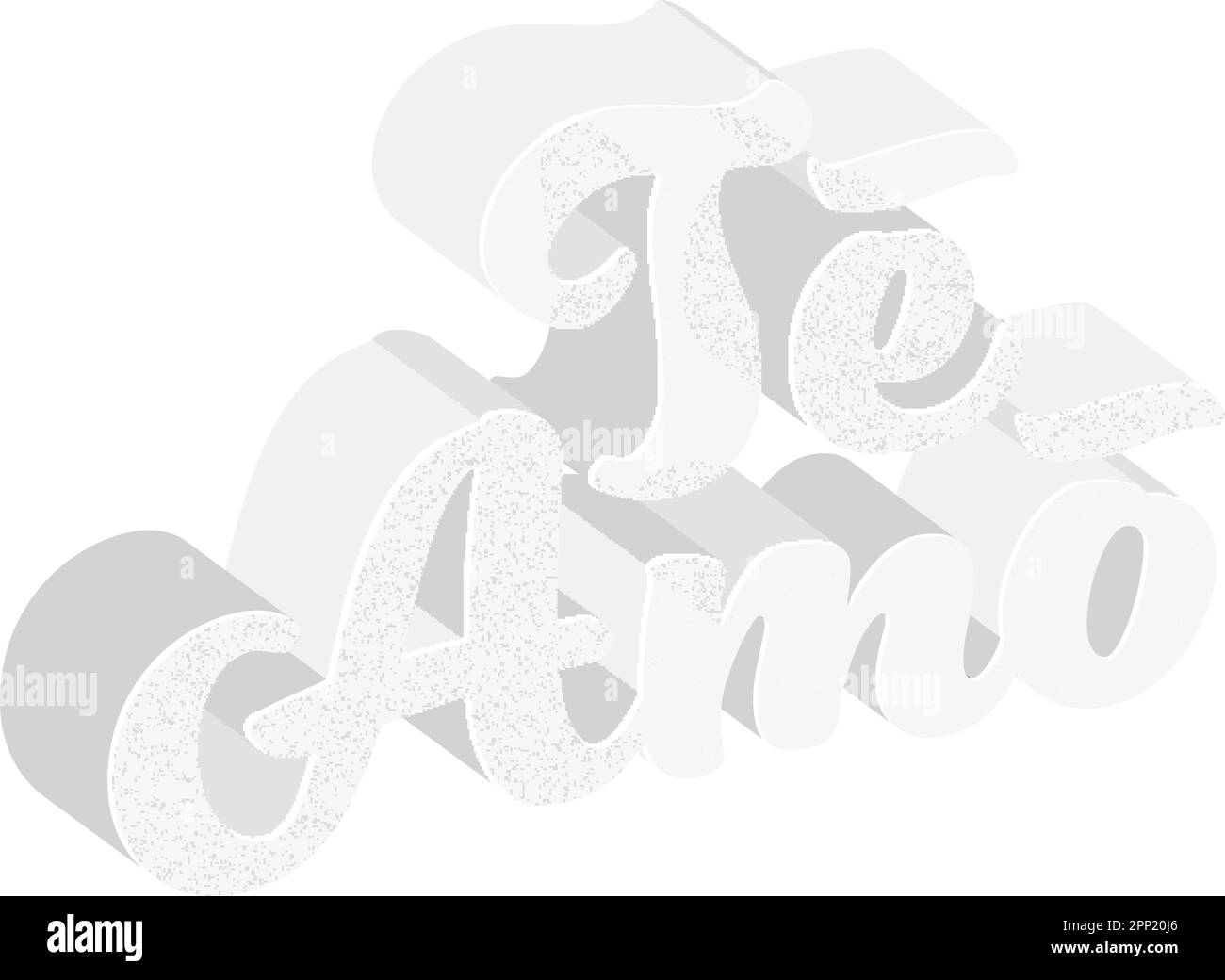 3D Render Of White I Love You (TE AMO) Text Written In Latin Language