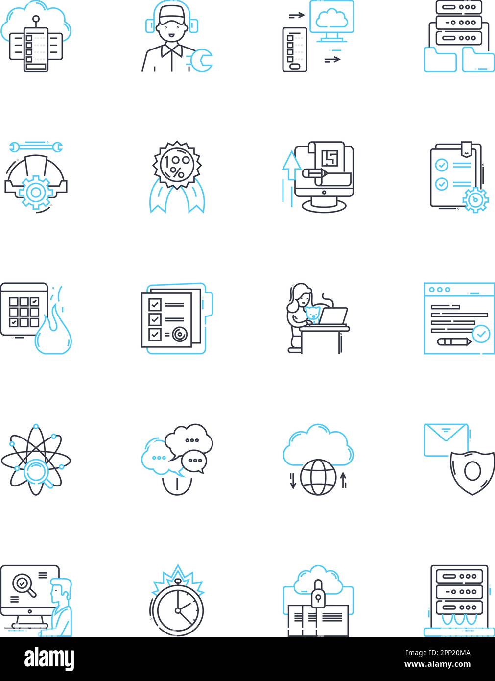 Brand activation linear icons set. Engagement, Immersion, Buzz, Excitement, Awareness, Experience, Interaction line vector and concept signs Stock Vector
