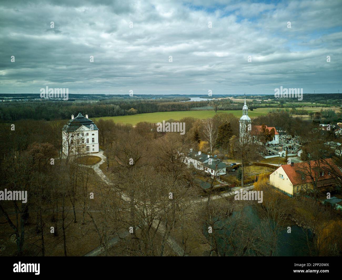 Palace and park complex in the city of Ostromecko, Poland. Stock Photo