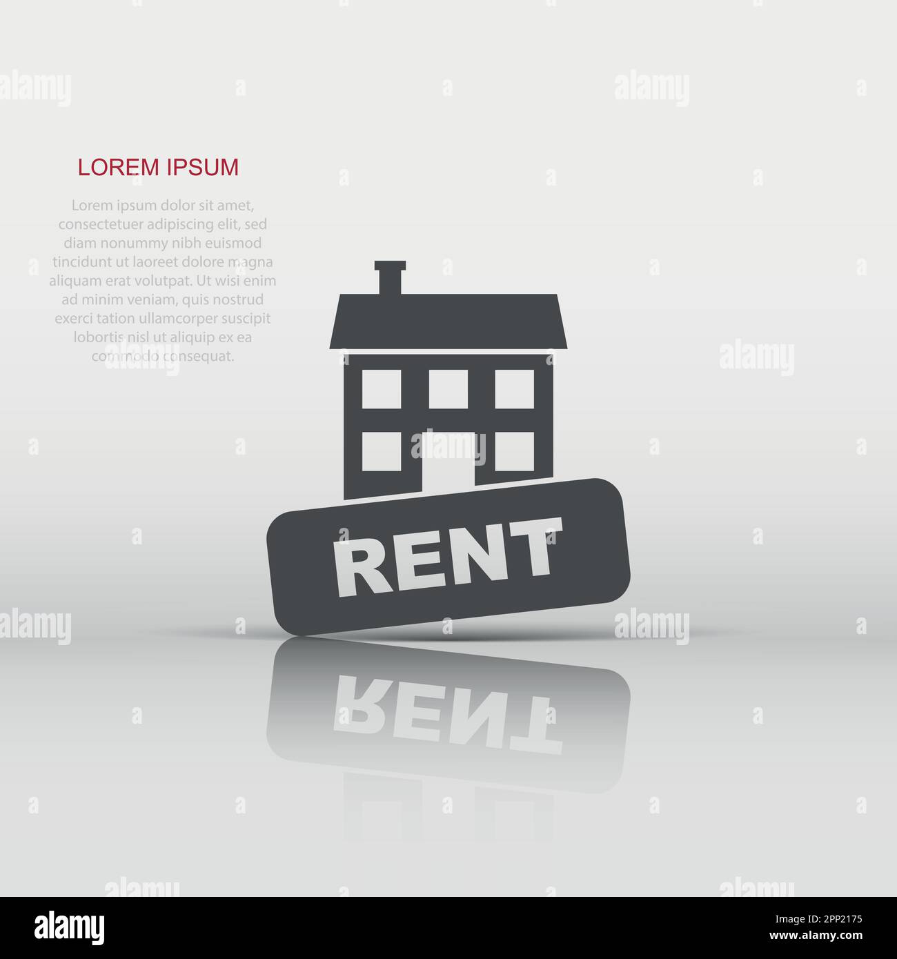Vector rent house icon in flat style. Rent sign illustration pictogram. Rental business concept. Stock Vector