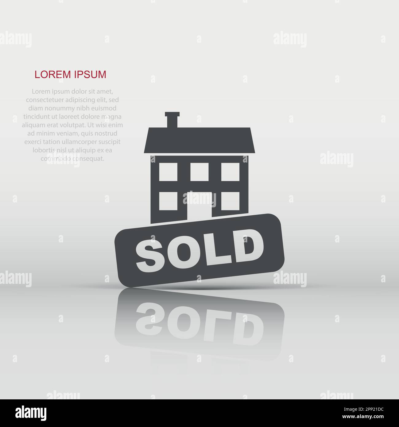 Vector sold house icon in flat style. Sold sign illustration pictogram. Purchasing business concept. Stock Vector