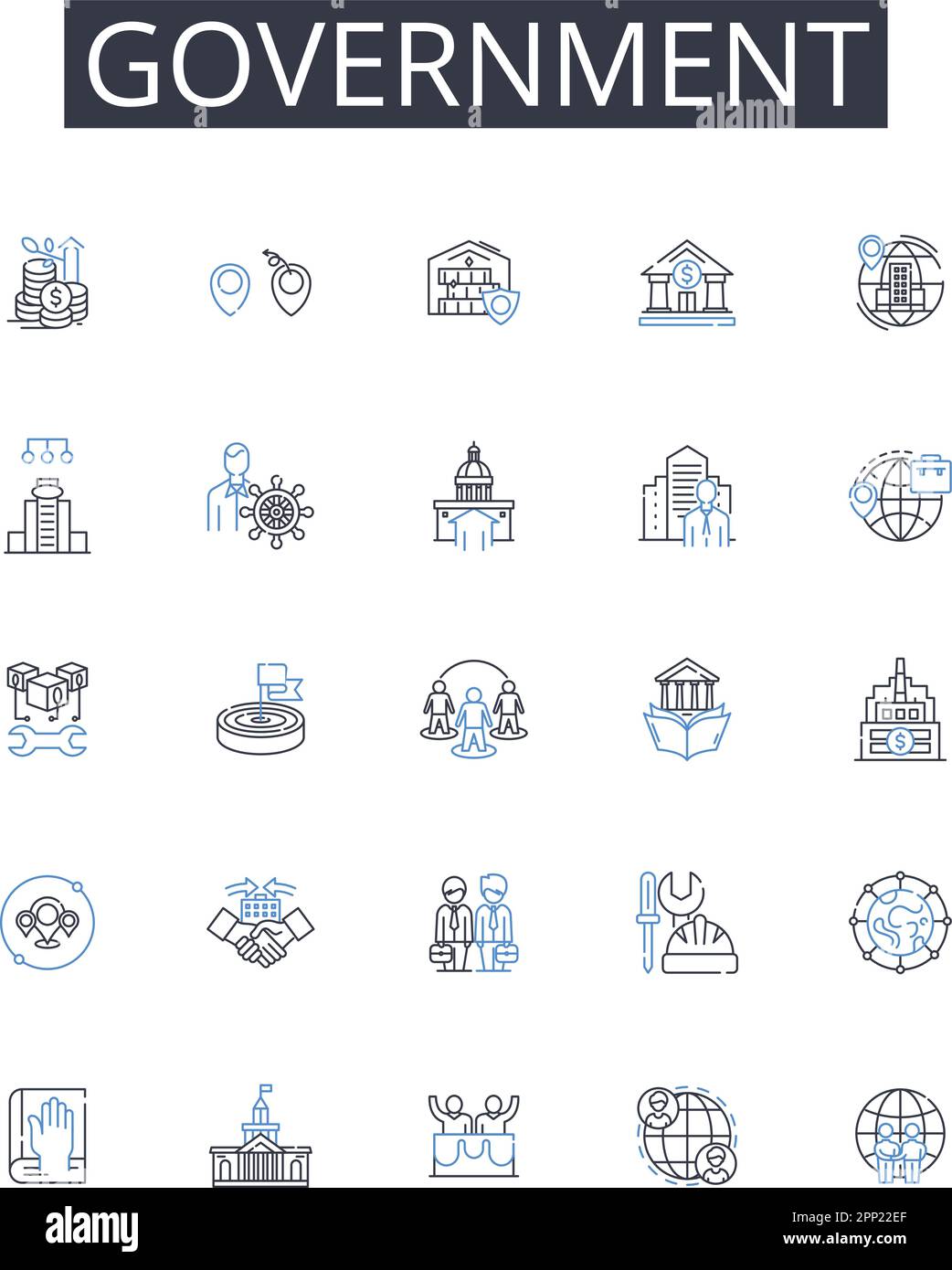 Government line icons collection. Innovation, Automation, Efficiency ...