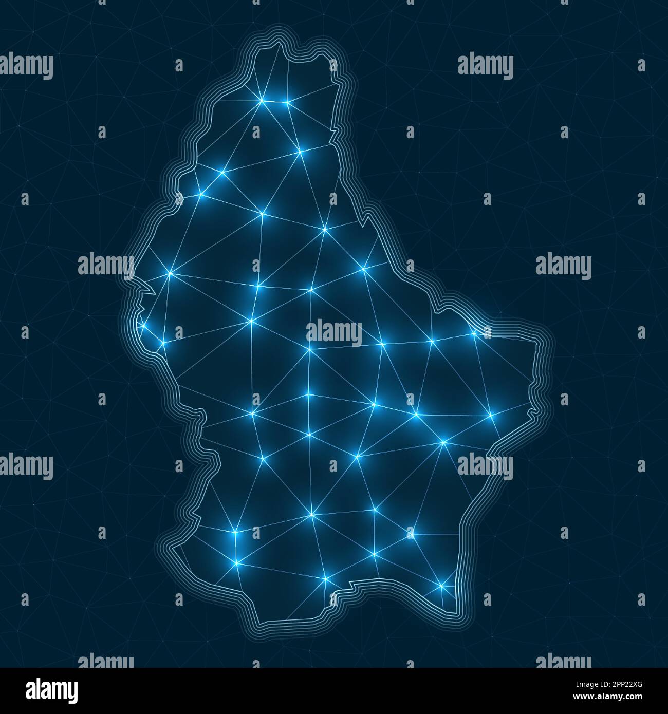 Luxembourg network map. Abstract geometric map of the country. Digital