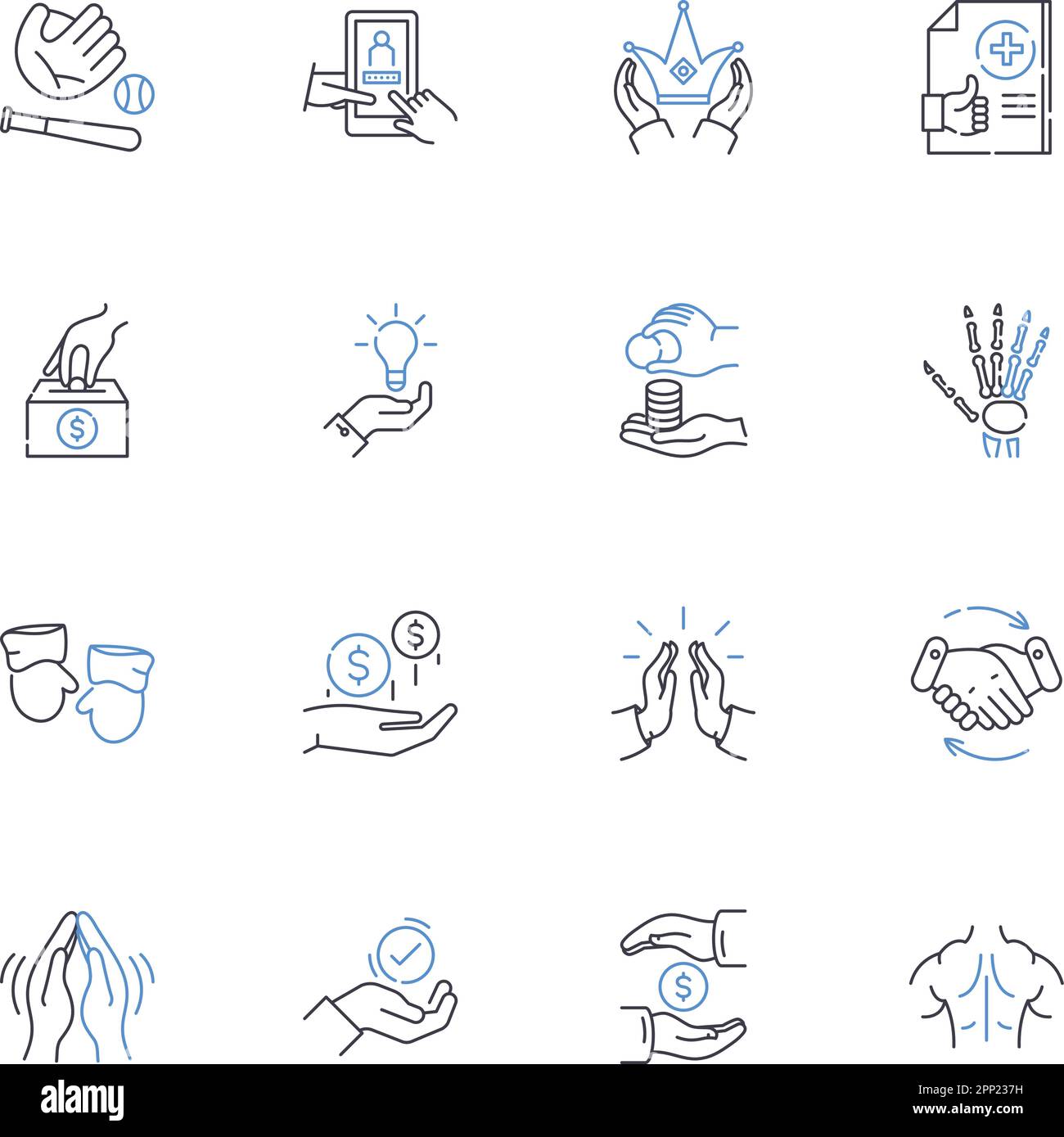 Gestural expression line icons collection. Body language, Signals, Nonverbal, Communication, Postures, Emotions, Facial expressions vector and linear Stock Vector