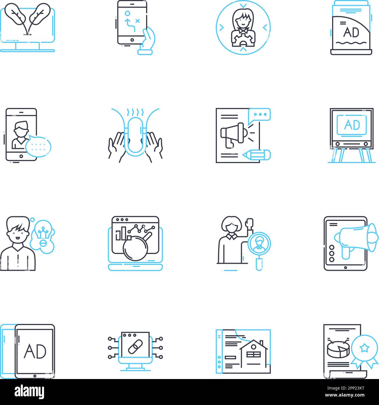 Campaign and strategy linear icons set. Plan, Goal, Objective, Tactics, Execution, Performance, ROI line vector and concept signs. Teamwork,Analysis Stock Vector