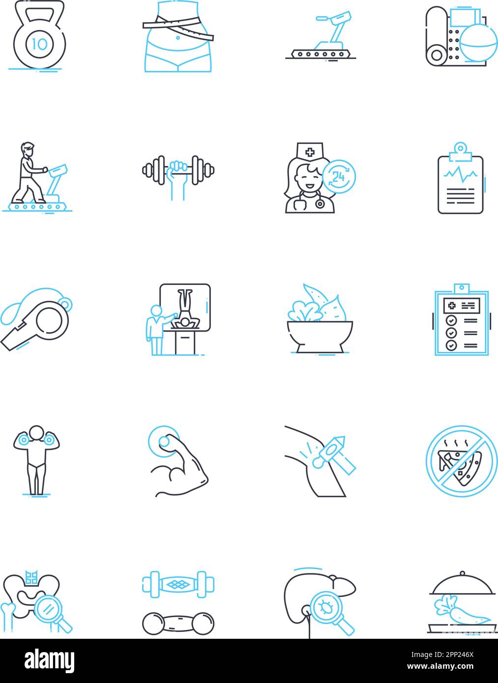 Occupational therapy linear icons set. Rehabilitation, Independence