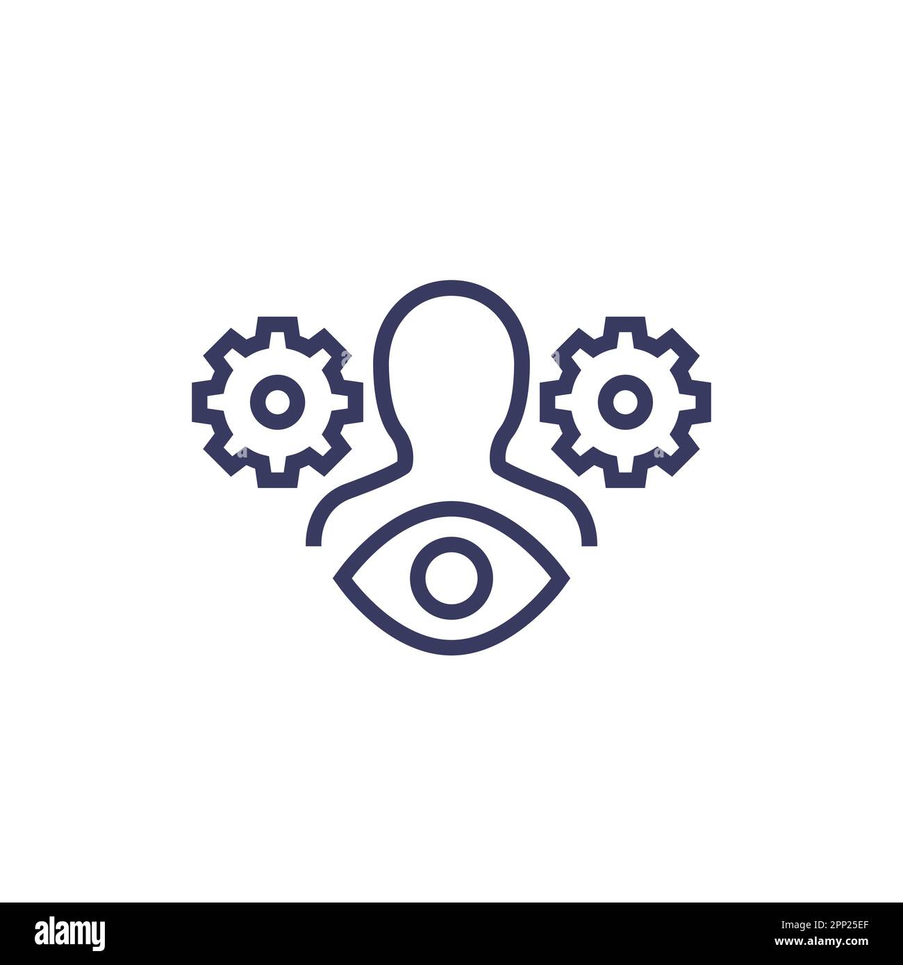 viewers, audience settings line icon on white Stock Vector