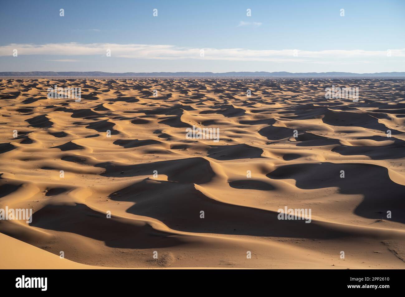 Desert landscape of Erg Chegaga dunes. Stock Photo