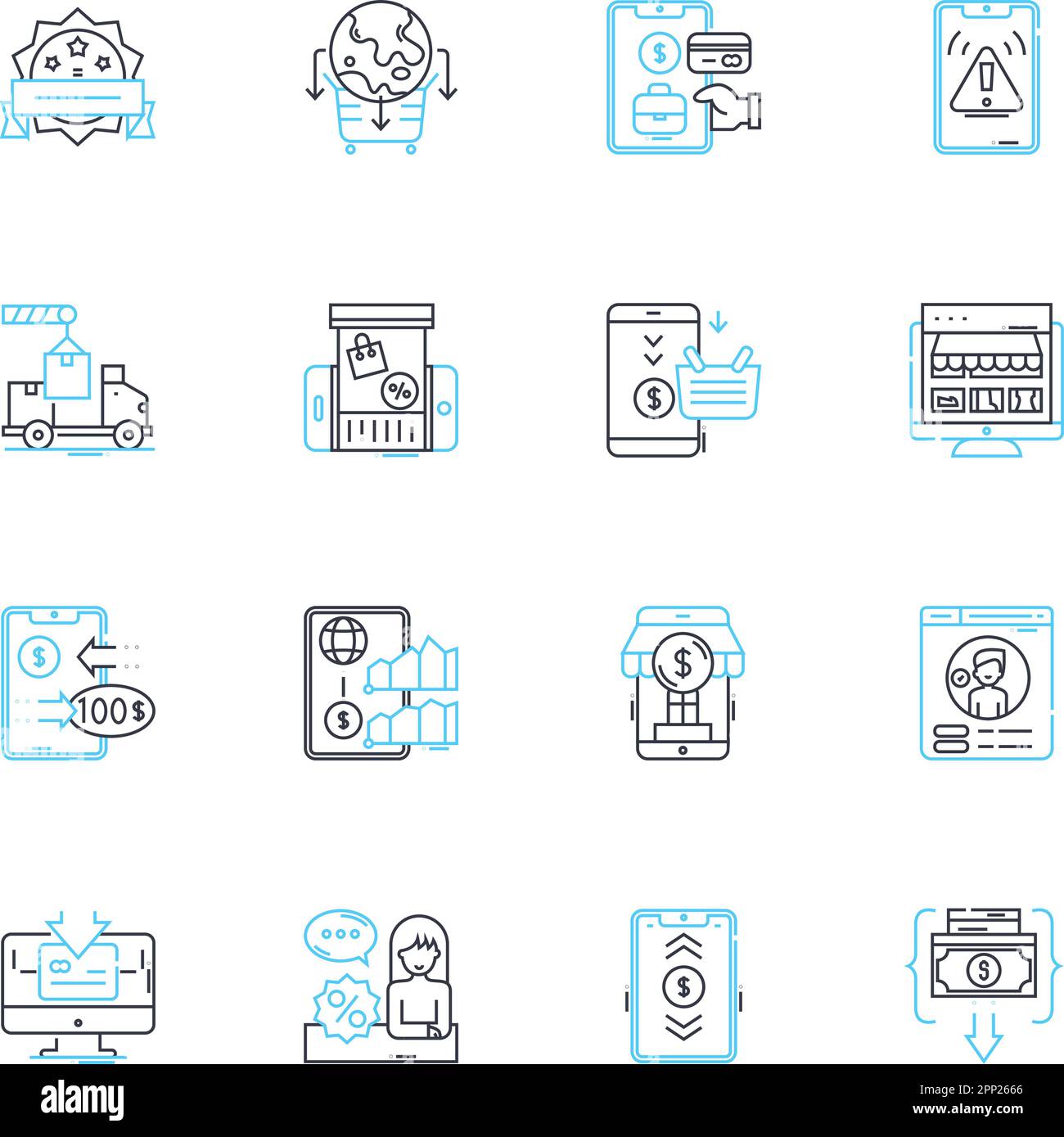 Digital marketplace linear icons set. Auctions, Online, Platform, E ...