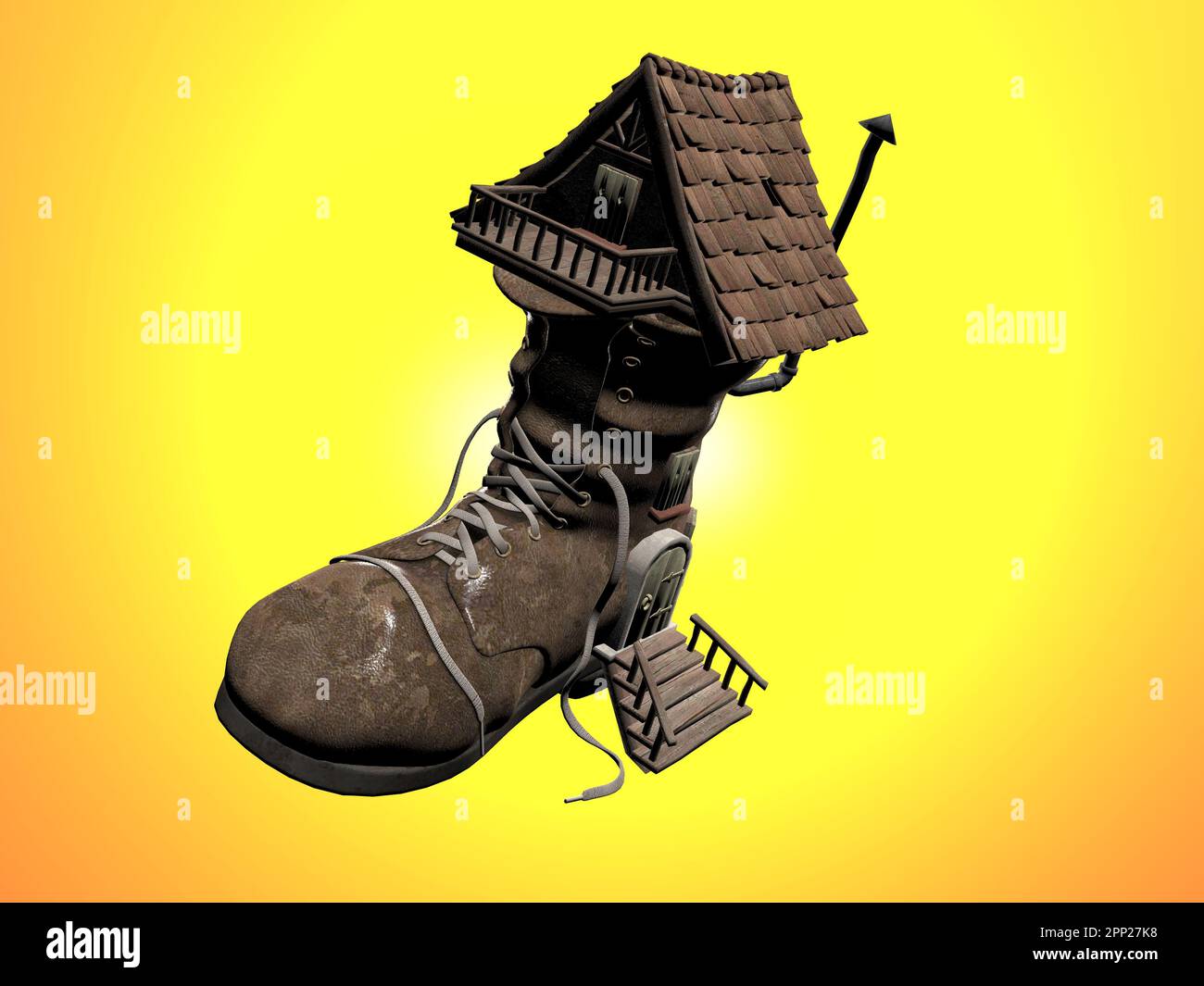 Ilustrated 3d of the fairy tale shoe house Stock Photo Alamy