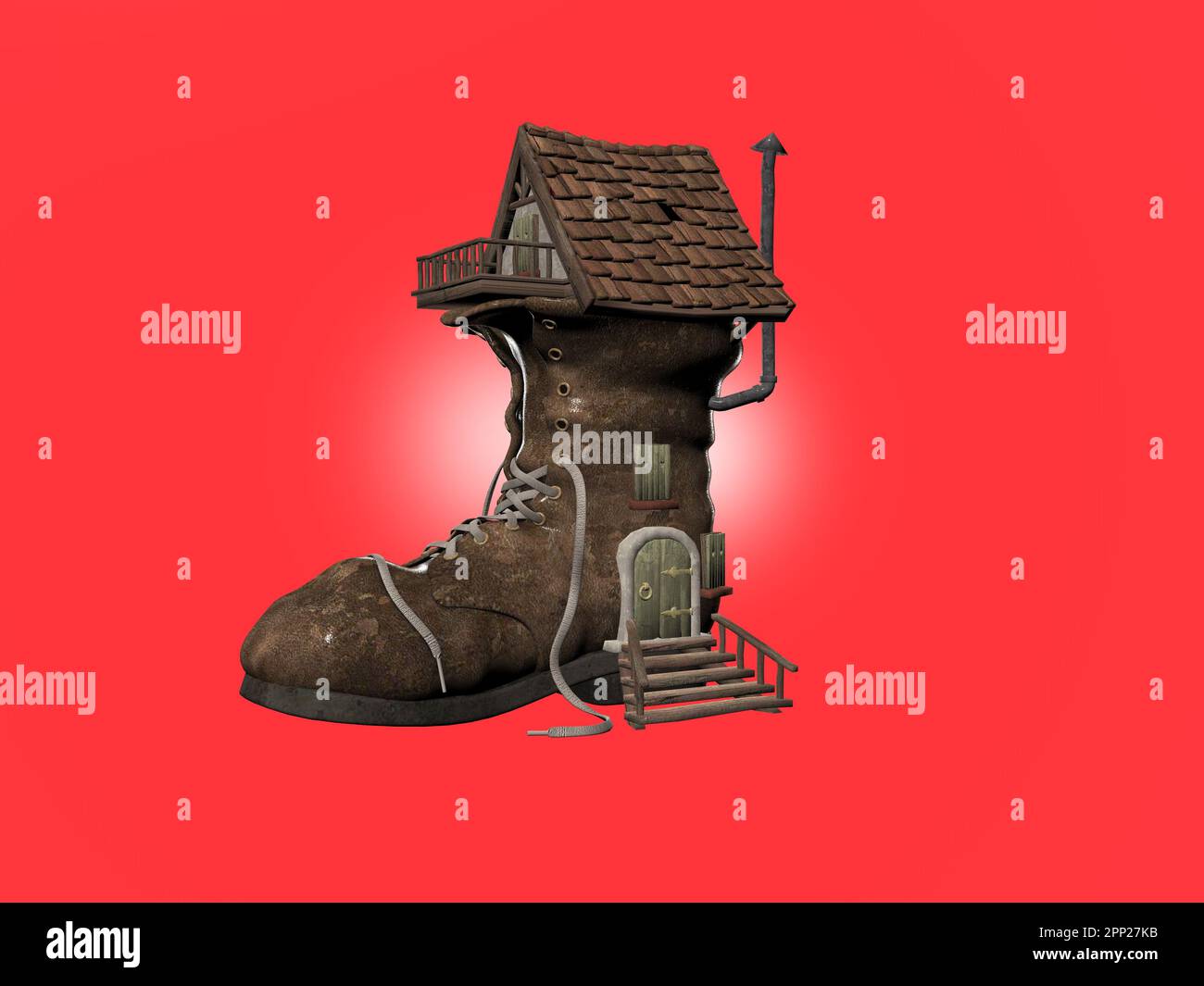 Ilustrated 3d of the fairy tale shoe house Stock Photo Alamy