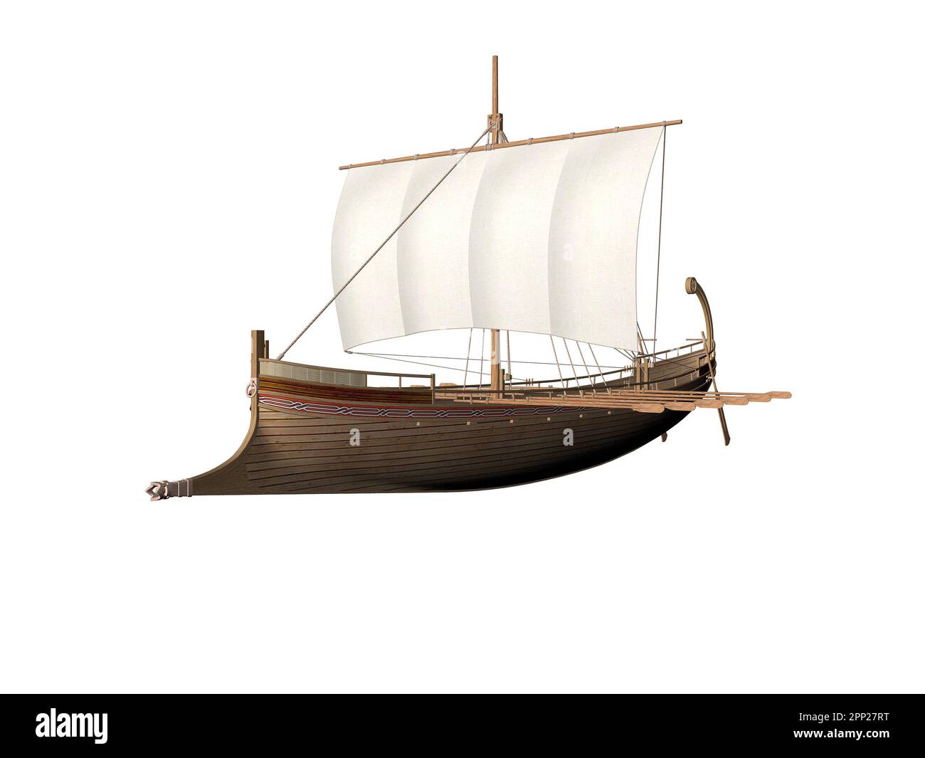 An Ancient Greek ship isolated over white Stock Photo