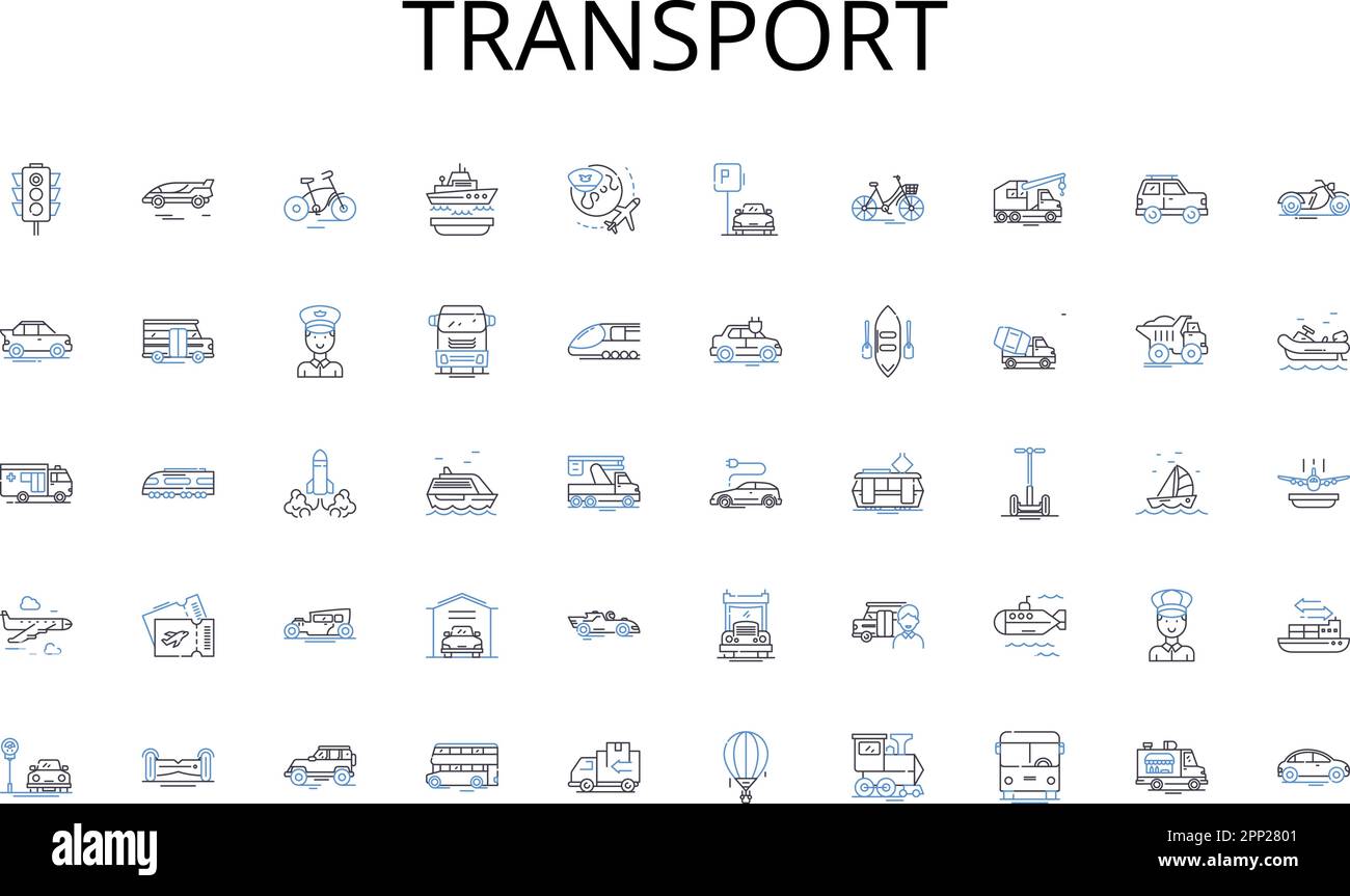 Transport line icons collection. Pips, Currency pairs, Forex broker, Technical analysis, Fundamental analysis, Trading platform, Stop loss vector and Stock Vector