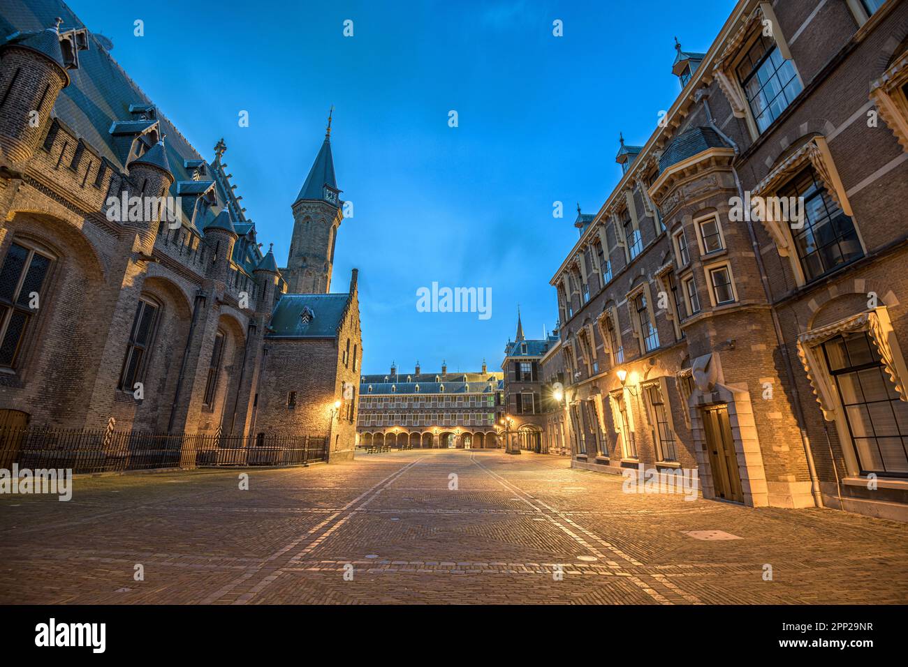 The Hague, Netherlands at the Binnenhof during morning time. Stock Photo