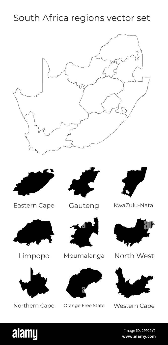 South Africa map with shapes of regions. Blank vector map of the
