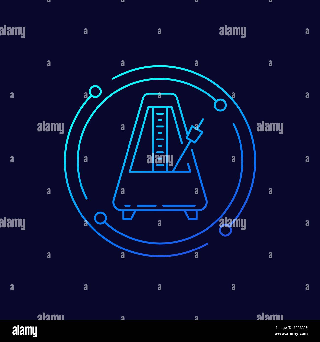 metronome with pendulum icon, linear design Stock Vector