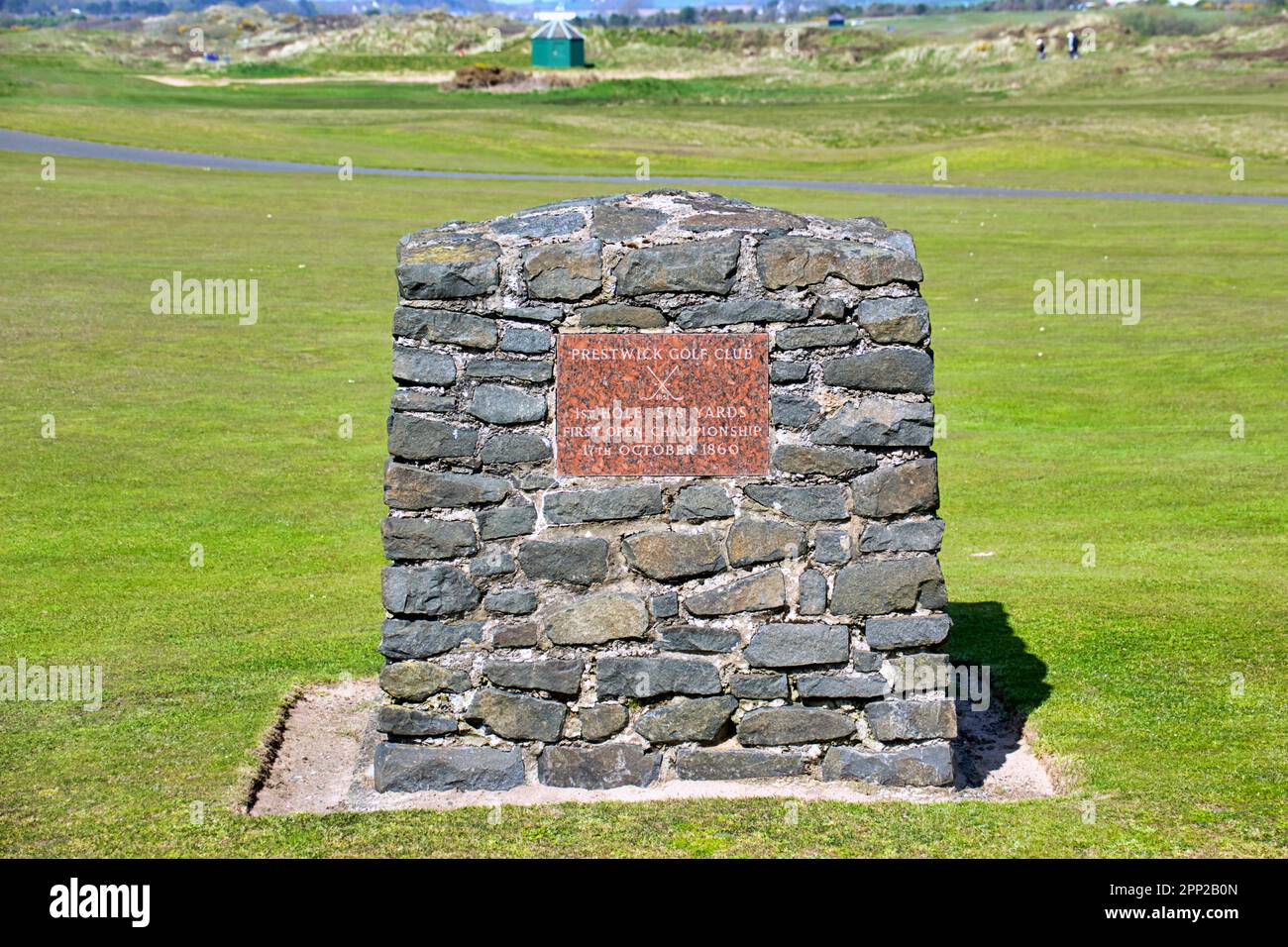 prestwick golf club cairn first hole plaque Stock Photo
