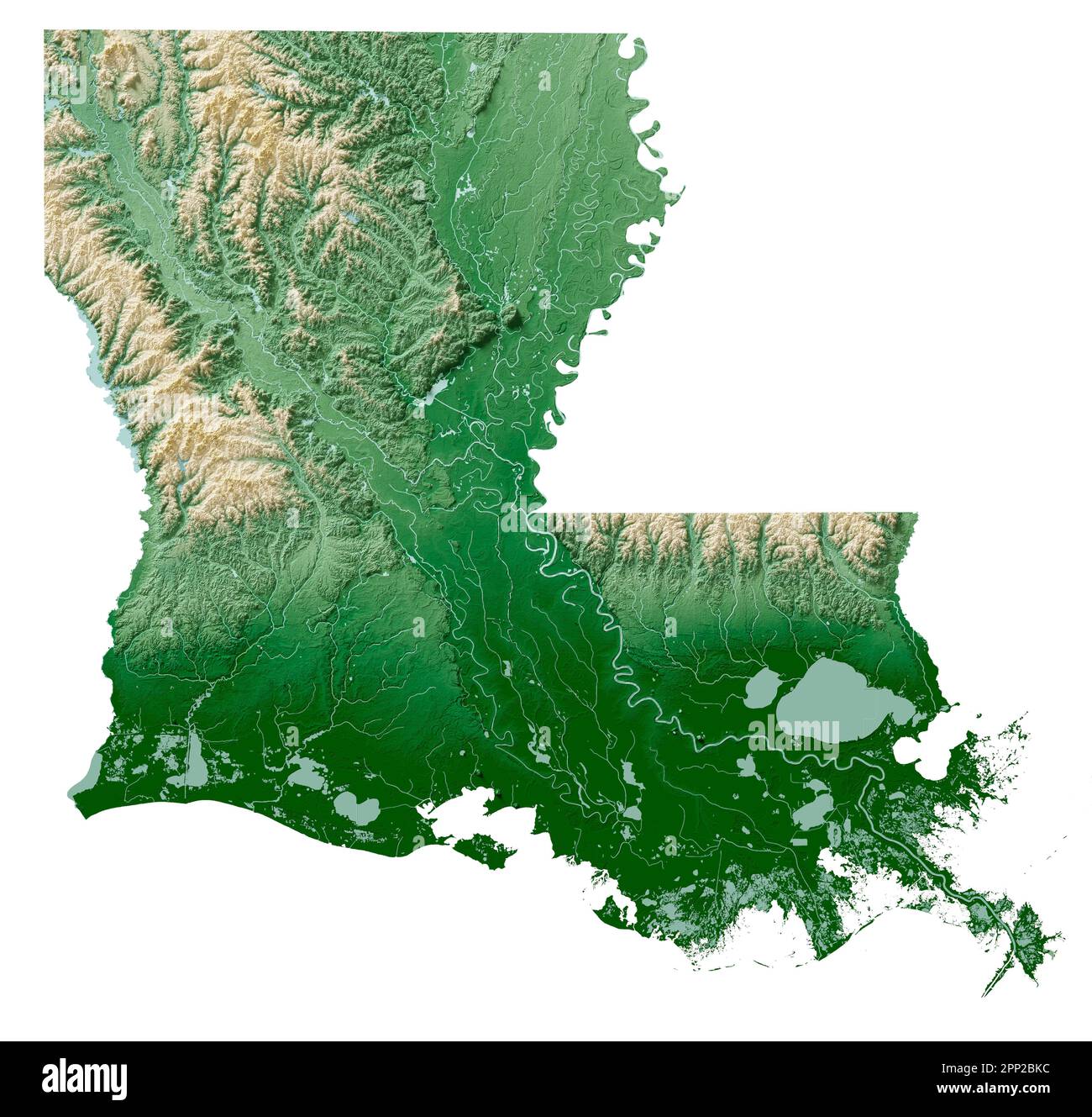 Satellite Map of Louisiana - WhiteClouds