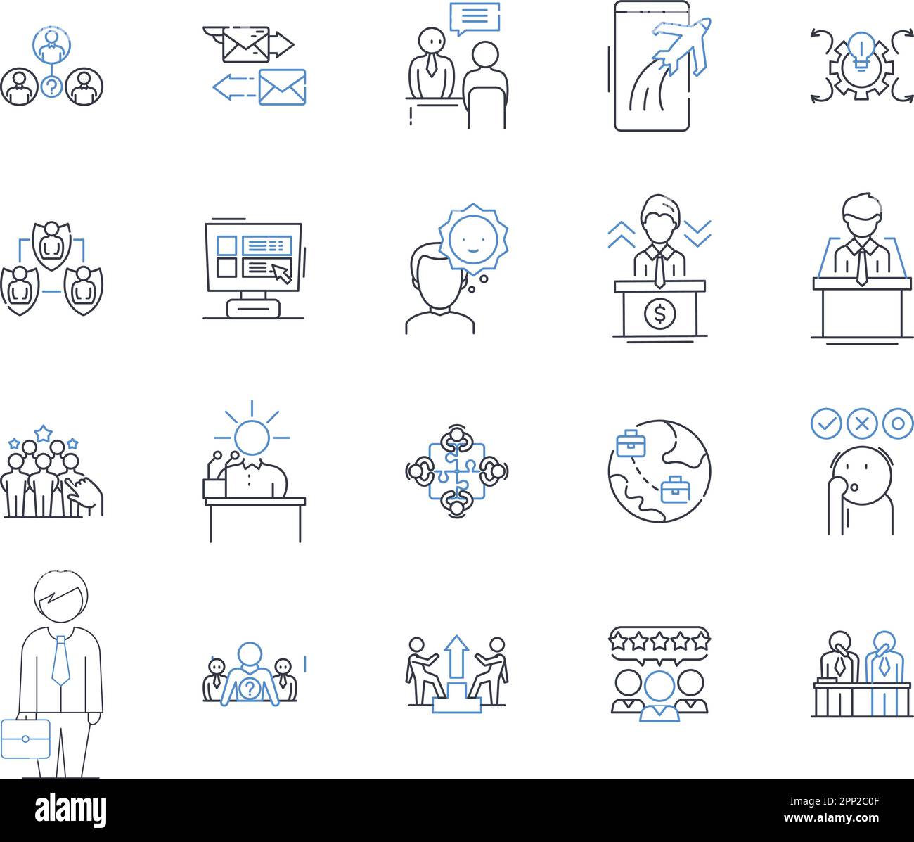 Operations center line icons collection. Monitoring, Management, Control, Coordination, Efficiency, Alert, Response vector and linear illustration Stock Vector
