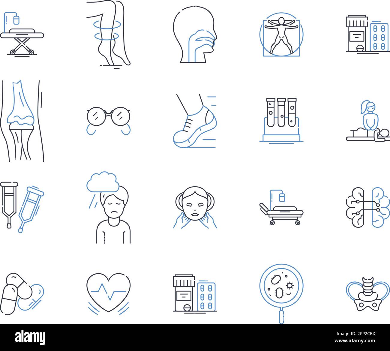 Home healthcare line icons collection. Elderly, Homebound, Healthcare, Nursing, Assistance, Rehabilitation, Therapy vector and linear illustration Stock Vector