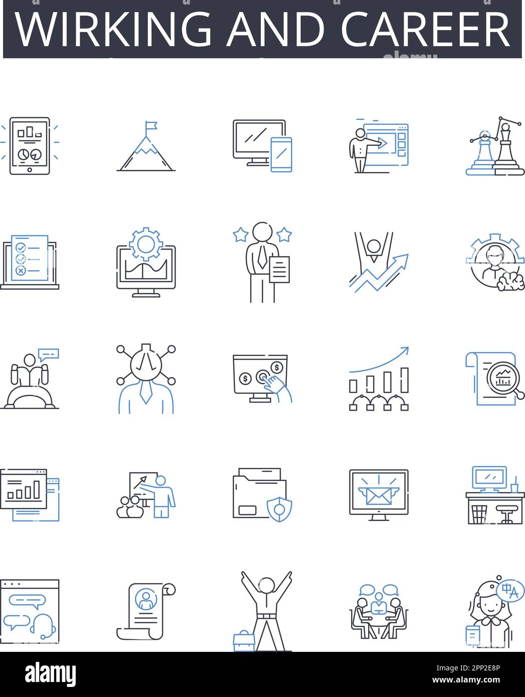 Wirking and career line icons collection. Job and profession, Occupation and employment, Trade and craft, Vocation and calling, Livelihood and Stock Vector