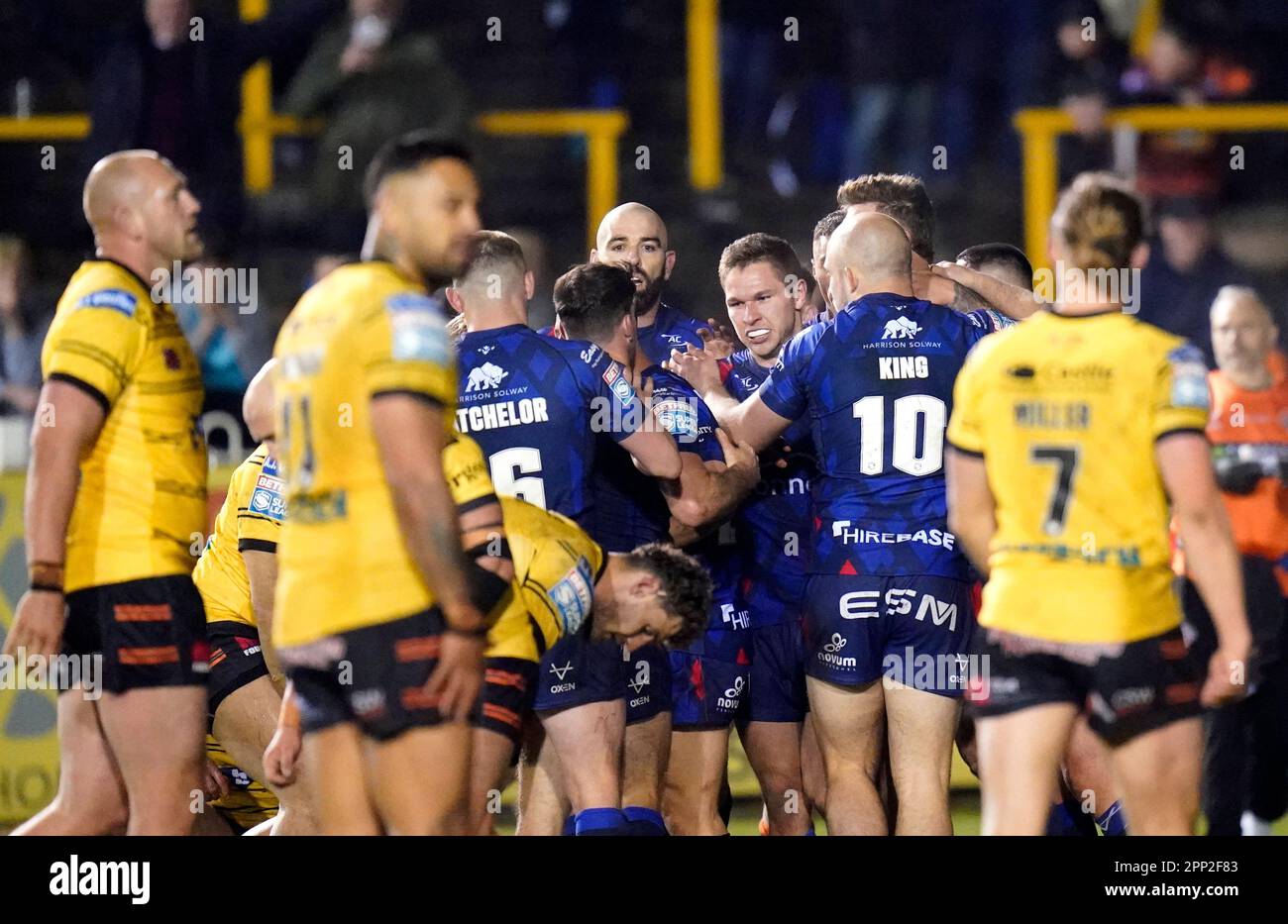 Hull KR's Matt Parcell celebrates scoring his sides second try during