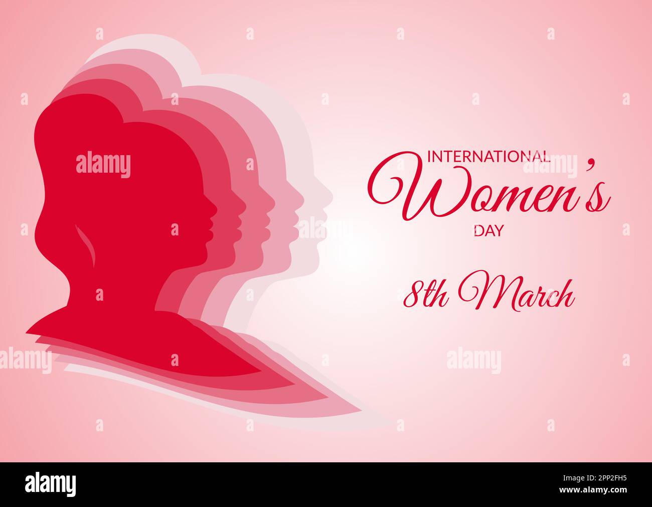 International Women's Day background with female head silhouette Stock Vector