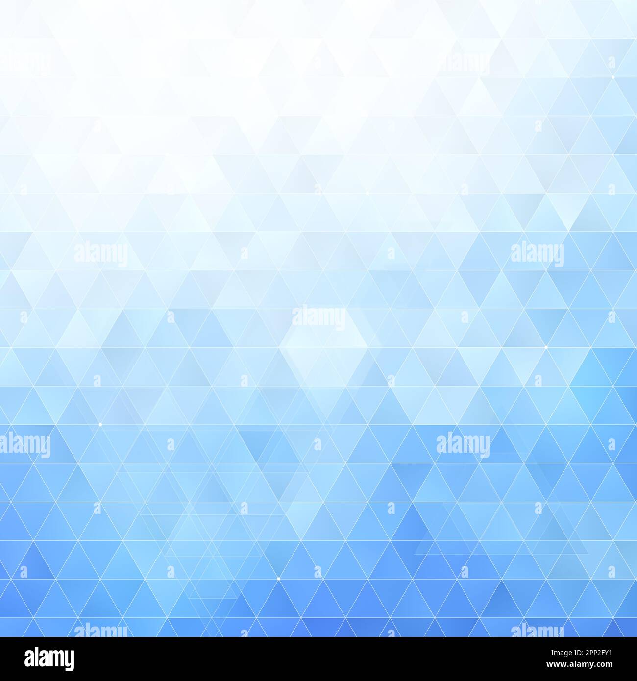 Abstract background made of many white, light blue & blue triangles. High resolution full frame geometric triangular shape background with copy space. Stock Photo