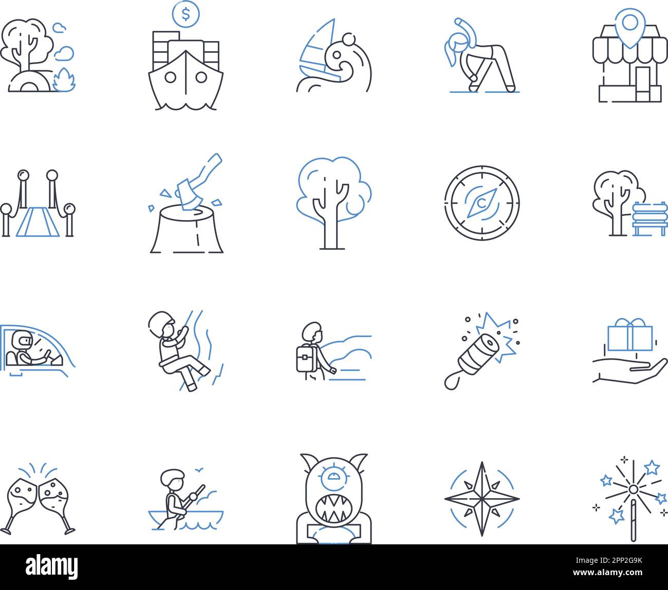 Wearable technology line icons collection. Smartwatch, Fitness tracker, Augmented reality, Virtual reality, Biometric, Headset, Health monitoring Stock Vector