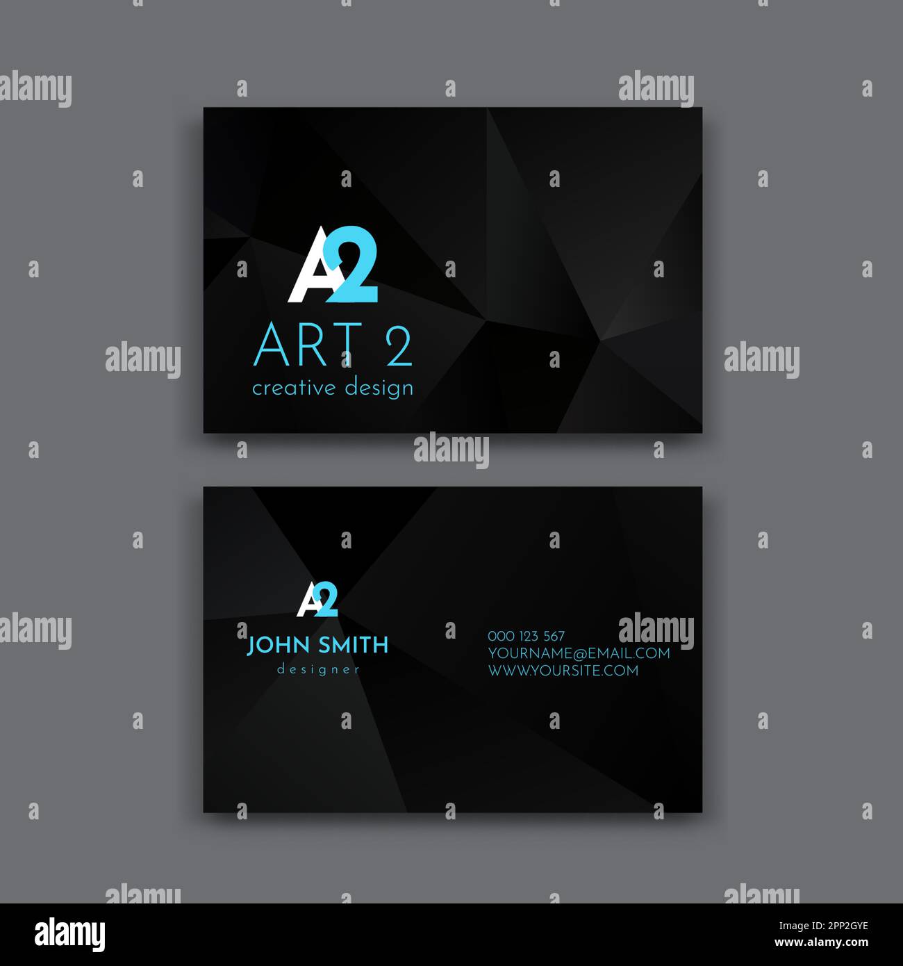 Business card template with an abstract low poly design Stock Vector ...