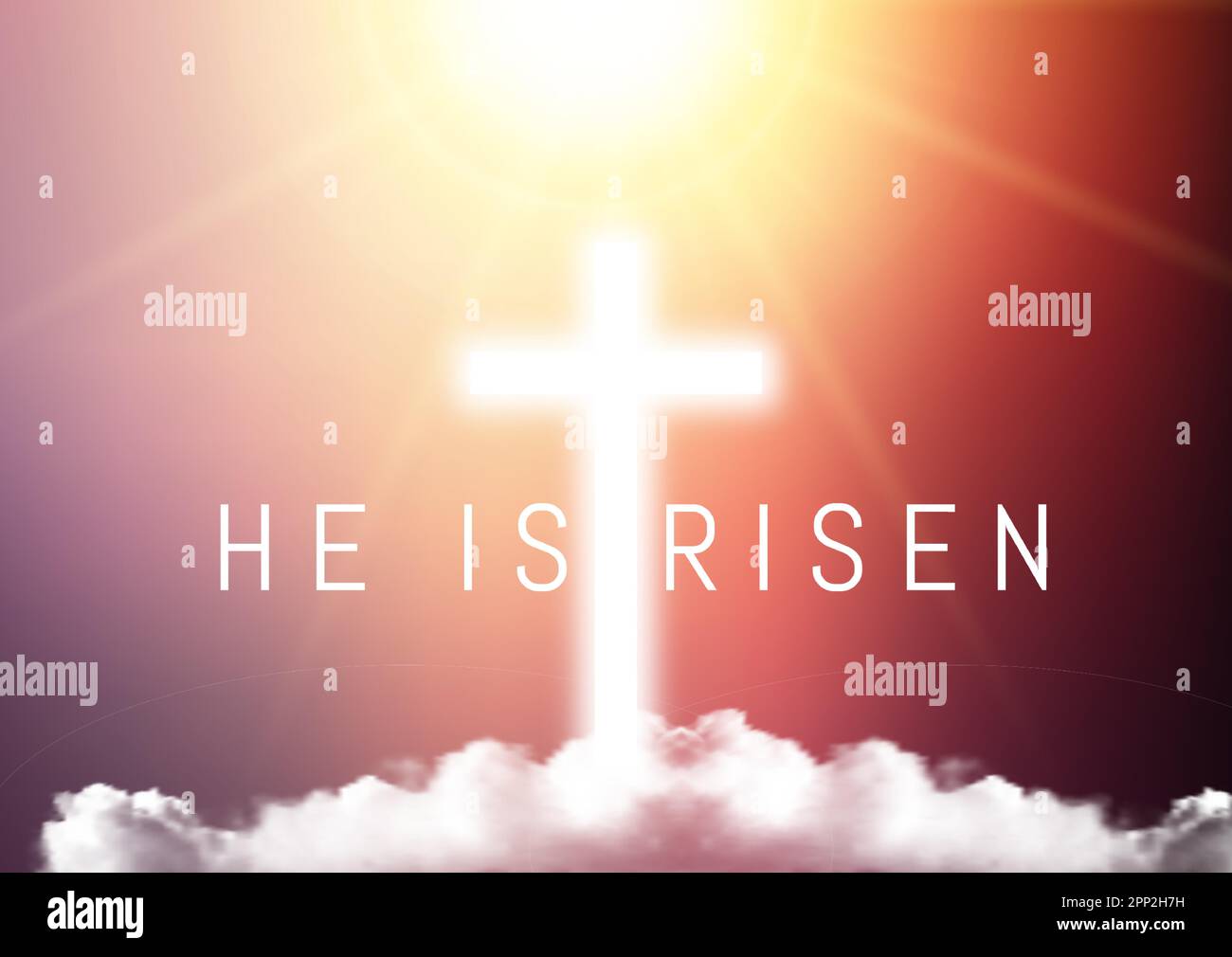 Background for Good Friday with cross and he is risen wording Stock Vector