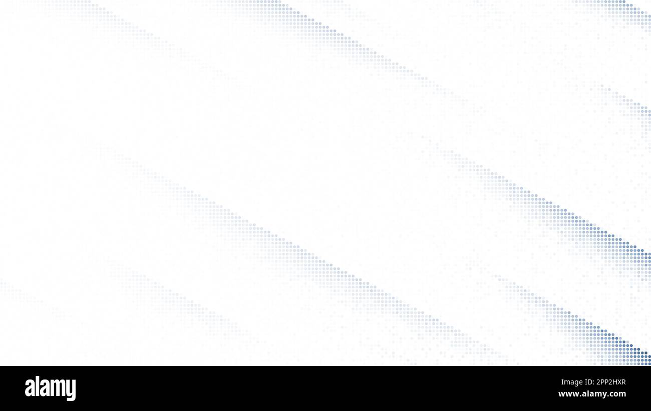 Abstract blue halftone gradient line shape patterns on white with copy space. Dotted background for template, brochure, business card, web page etc. Stock Photo