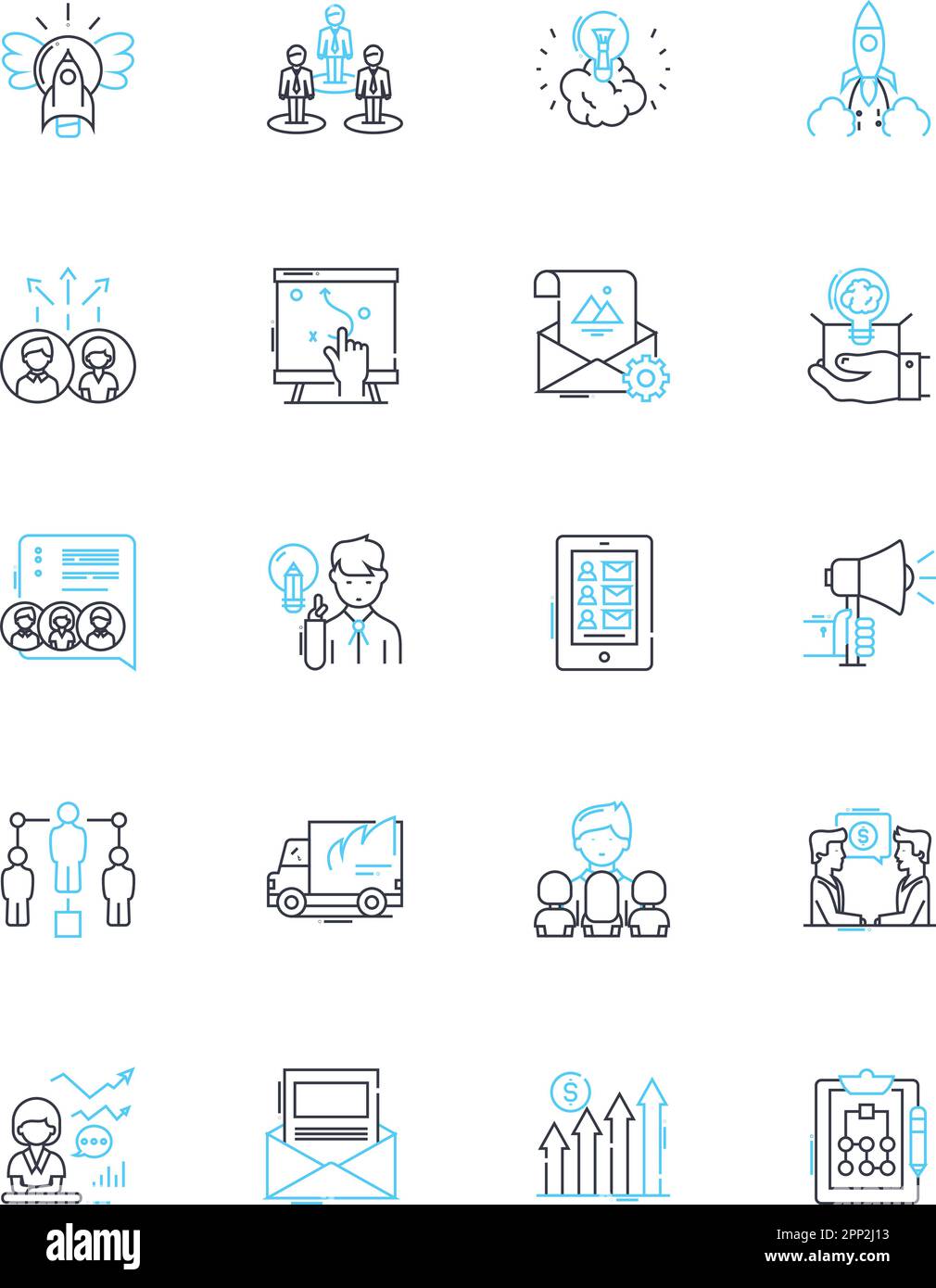 Risk Management linear icons set. Probability, Exposure, Contingency