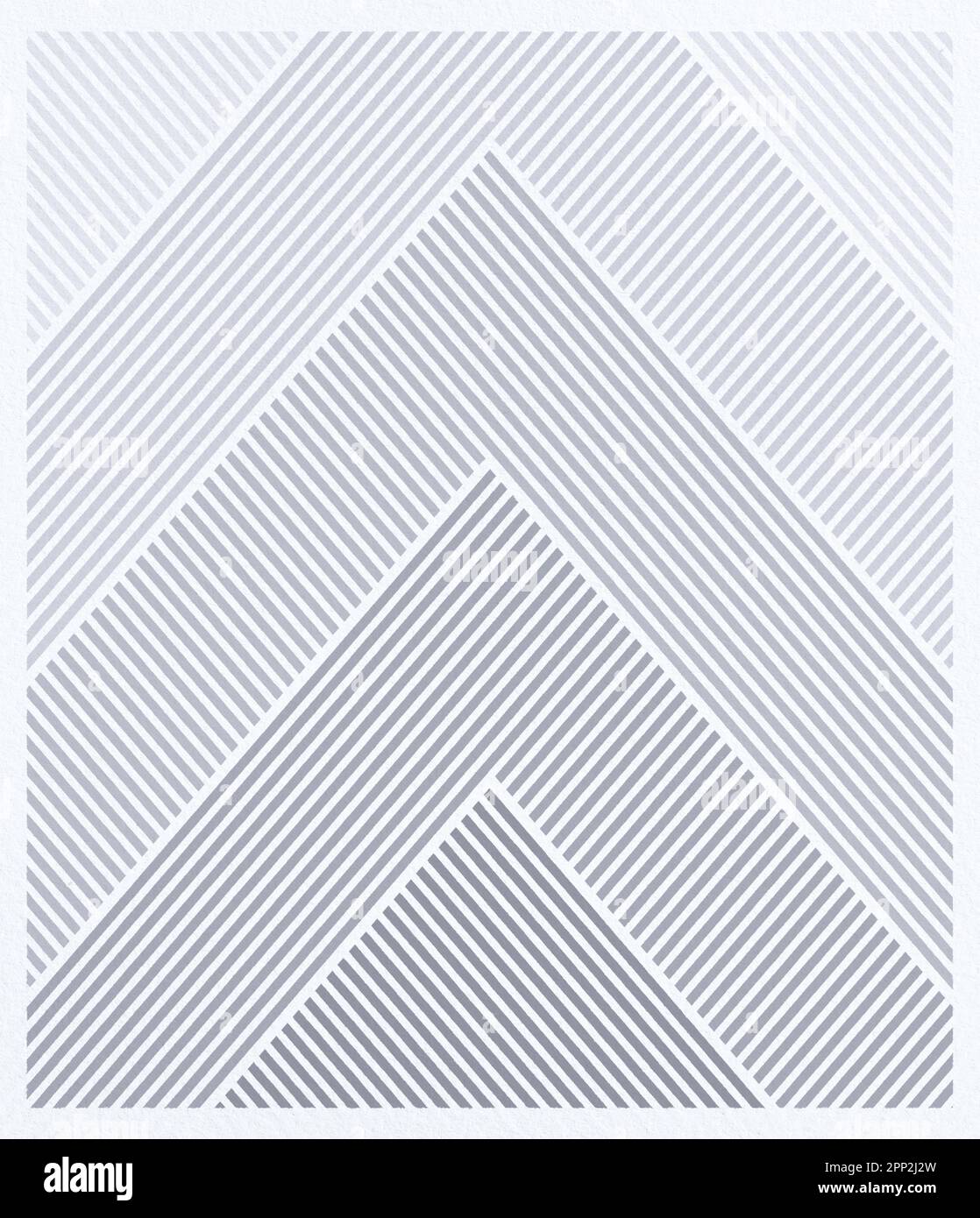 Fading triangles made of diagonal gray lines on a textured white paper background. Abstract geometric and graphic triangular pattern background. Stock Photo