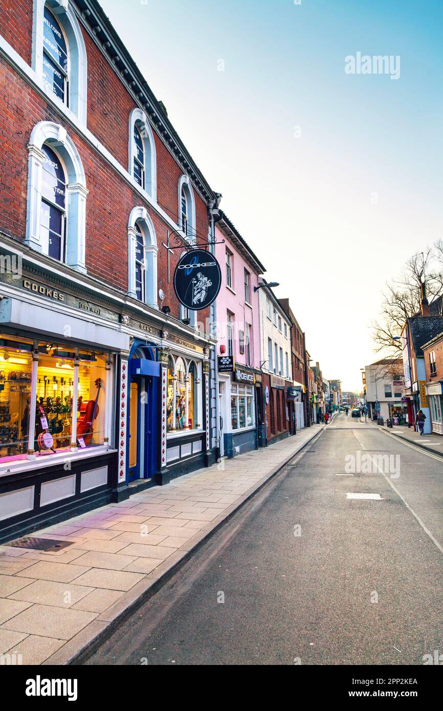 Shops along St. Benedicts Street at evening time, Norwich, Norfolk, England, UK Stock Photo Alamy