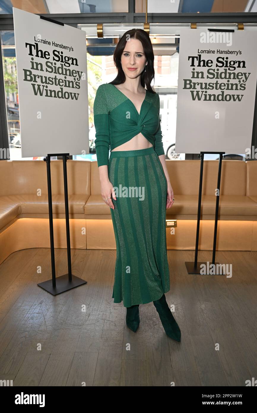 Rachel Brosnahan attends 'The Sign In Sidney Brustein's Window' Cast Photo Call at Figaro on April 21, 2023 in New York City. Stock Photo