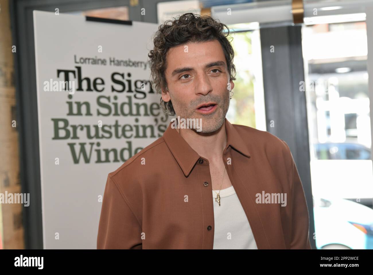 Oscar Isaac attends 'The Sign In Sidney Brustein's Window' Cast Photo Call at Figaro on April 21, 2023 in New York City. Stock Photo